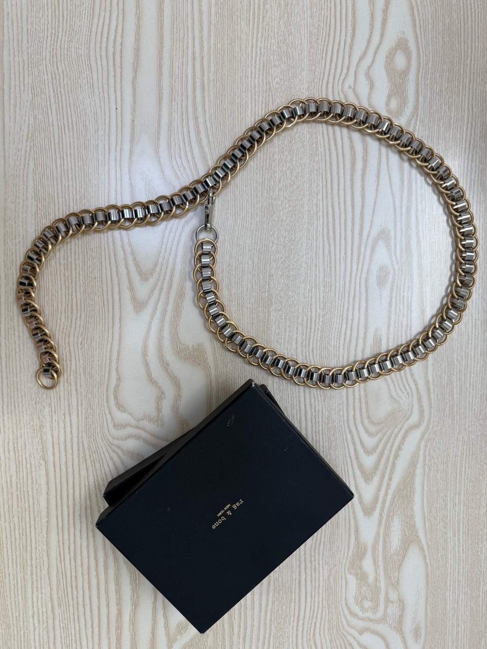 Uniqe Rag & Bone Two-Tone Gold and Silver Chain Card Holder Strap